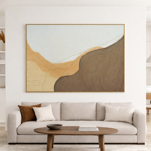 Modern Beige & Brown Canvas Painting