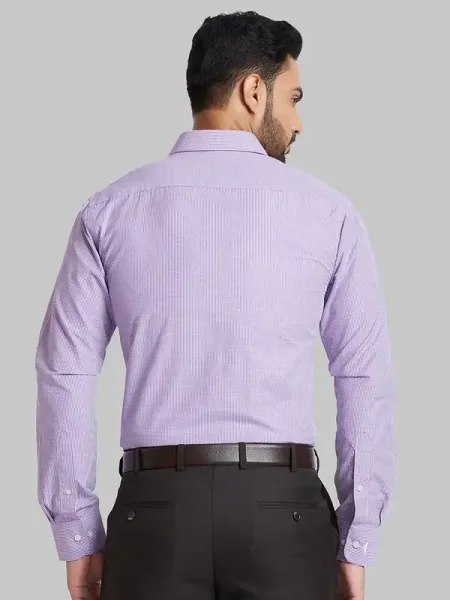 Men Violet Slim Fit Checks Polyester Blend Shirts