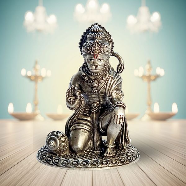 Hanuman Ji: The Embodiment of Strength, Devotion, and Fearlessness, Oxidized Finish