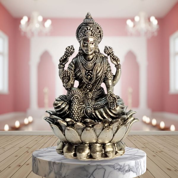 Laxmi Mata: The Goddess of Abundance, Fortune, and Fulfilment, Oxidized Finish