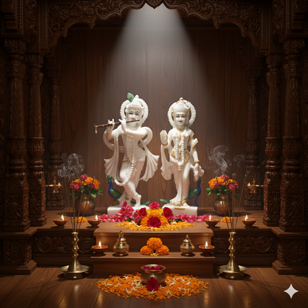 Radha Krishna 01 in Vietnamese Marble: The Divine Union of Love and Devotion