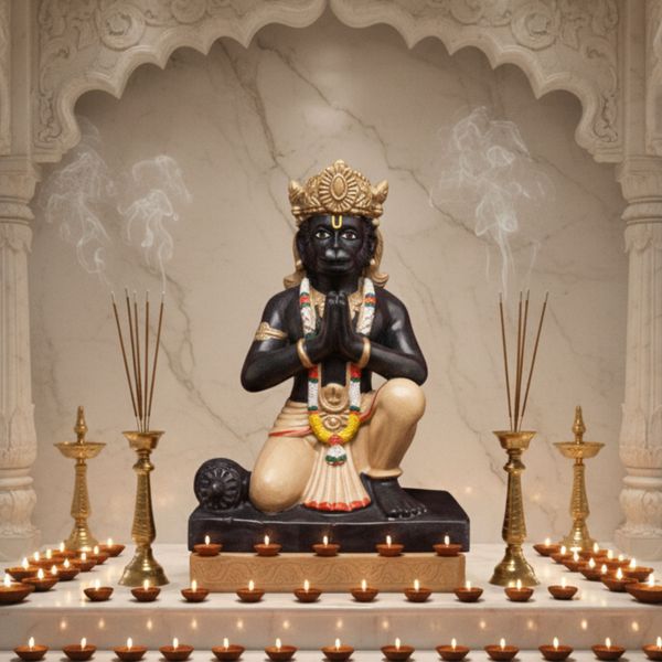 Hanuman Ji in Vietnamese Black Marble: The Epitome of Strength and Devotion