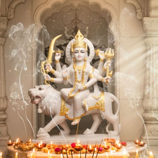 Durga Mata in Vietnamese Marble: The Goddess of Power and Protection